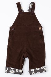 Chocolate Brown Needlecord Dungarees