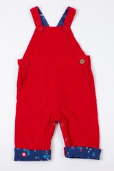 Bright Red Needlecord Dungarees